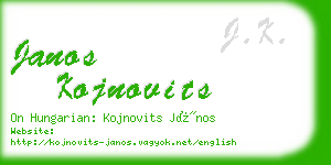 janos kojnovits business card